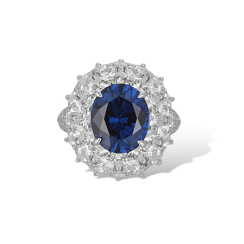 Mathilde Oval Navy Blue Ring