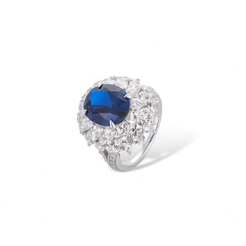 Mathilde Oval Navy Blue Ring