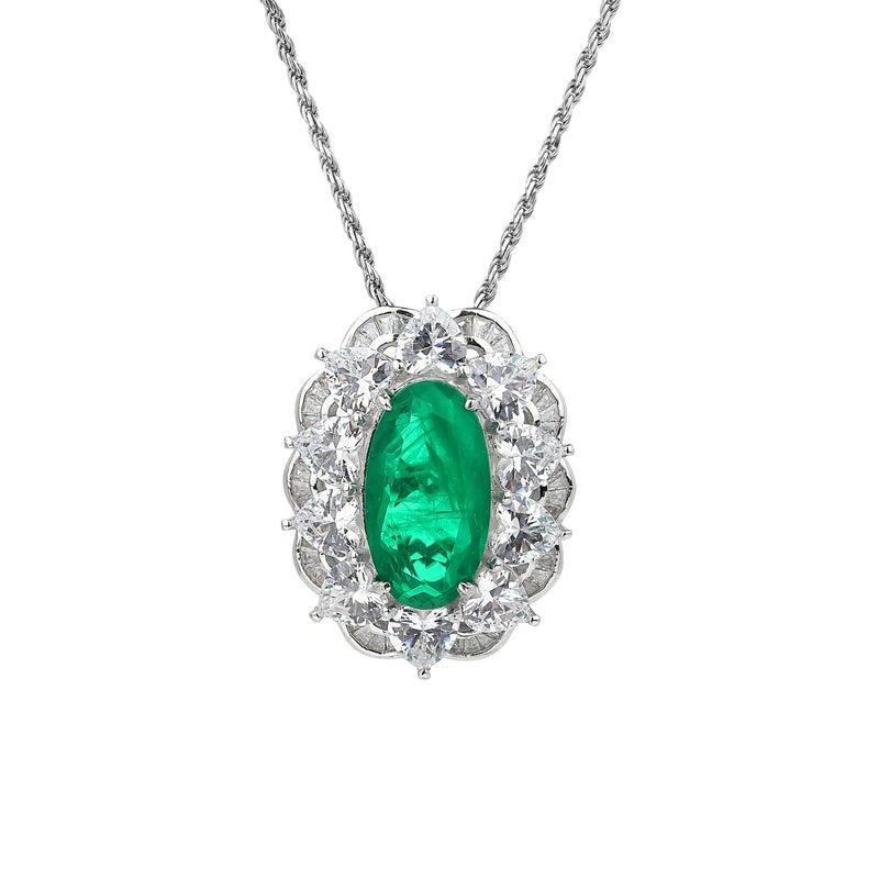 Merveille Emerald Green Oval Necklace