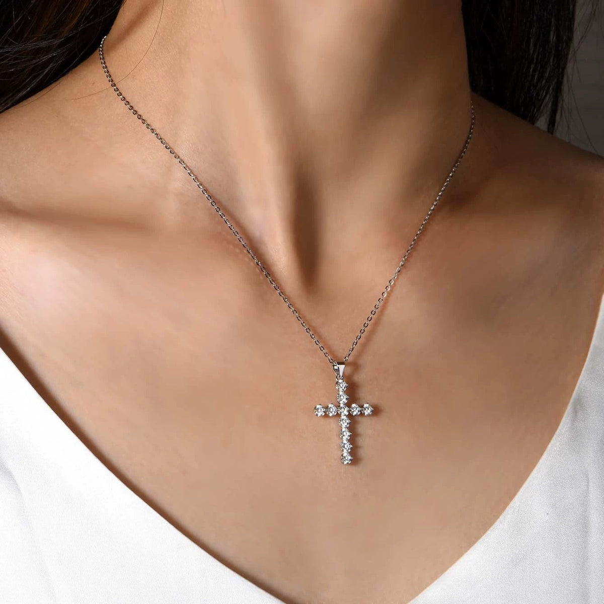 Michelle White Cross Necklace