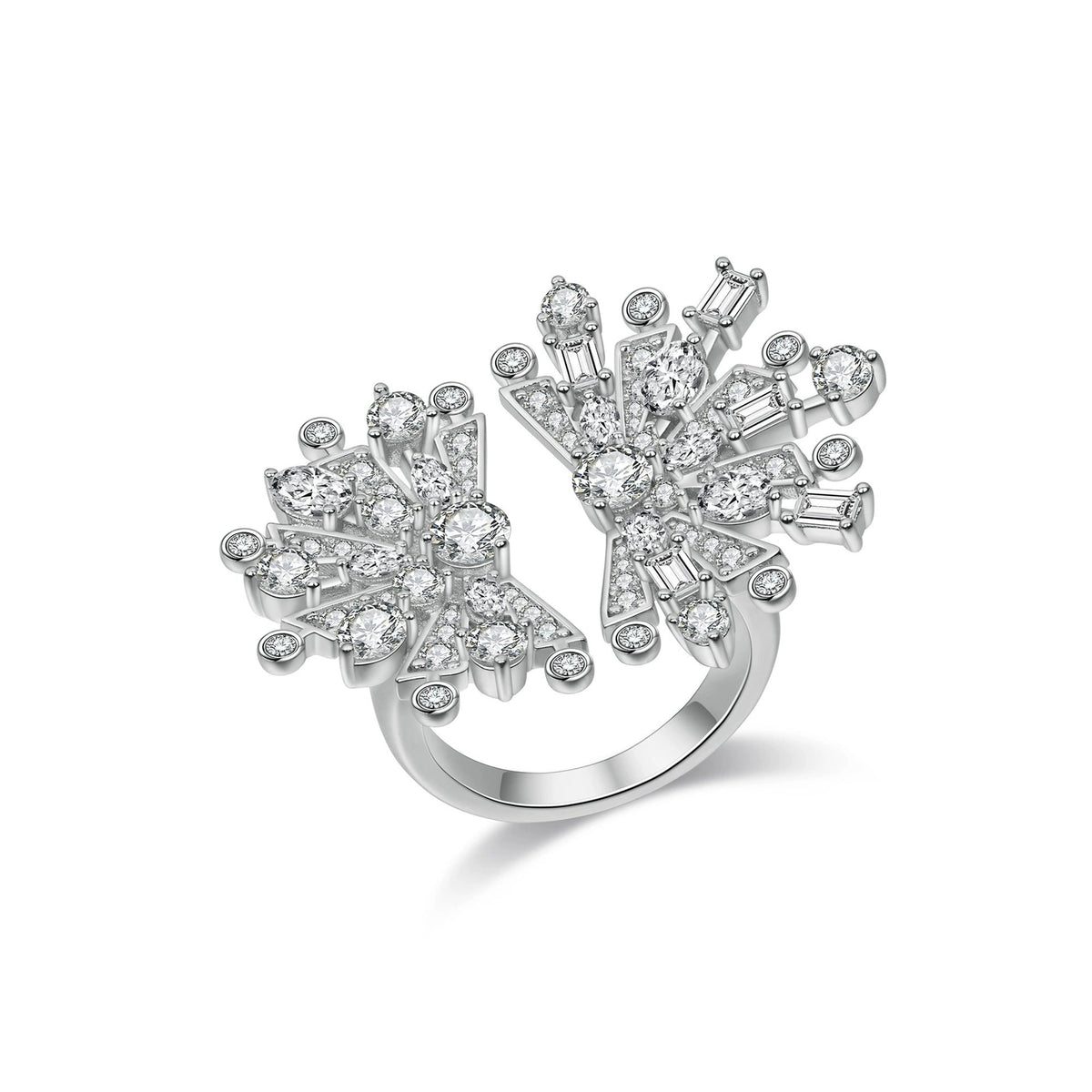 Milène White Floral Open Ring