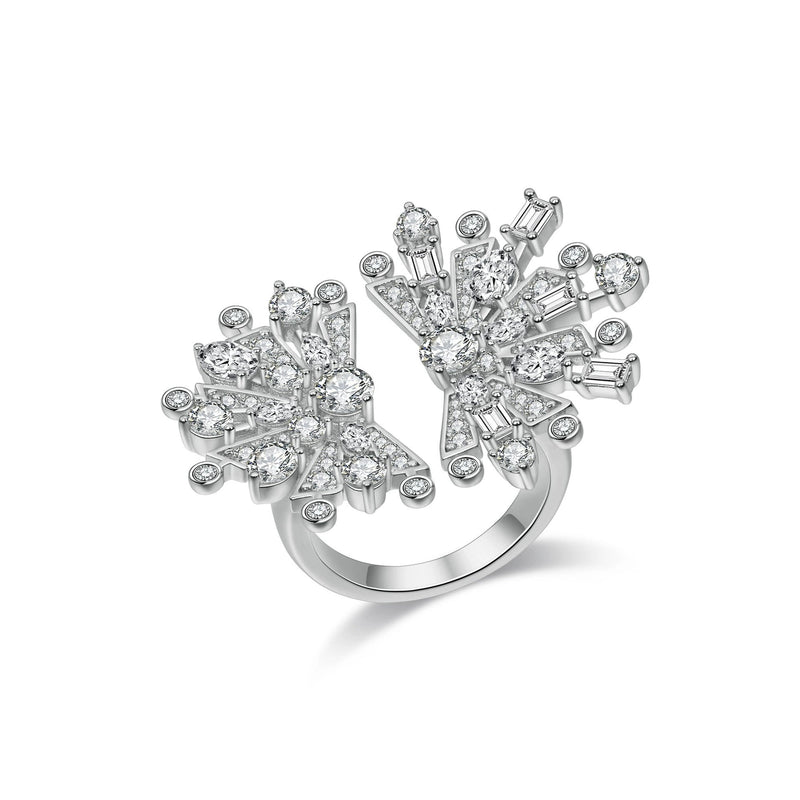 Milène White Floral Open Ring