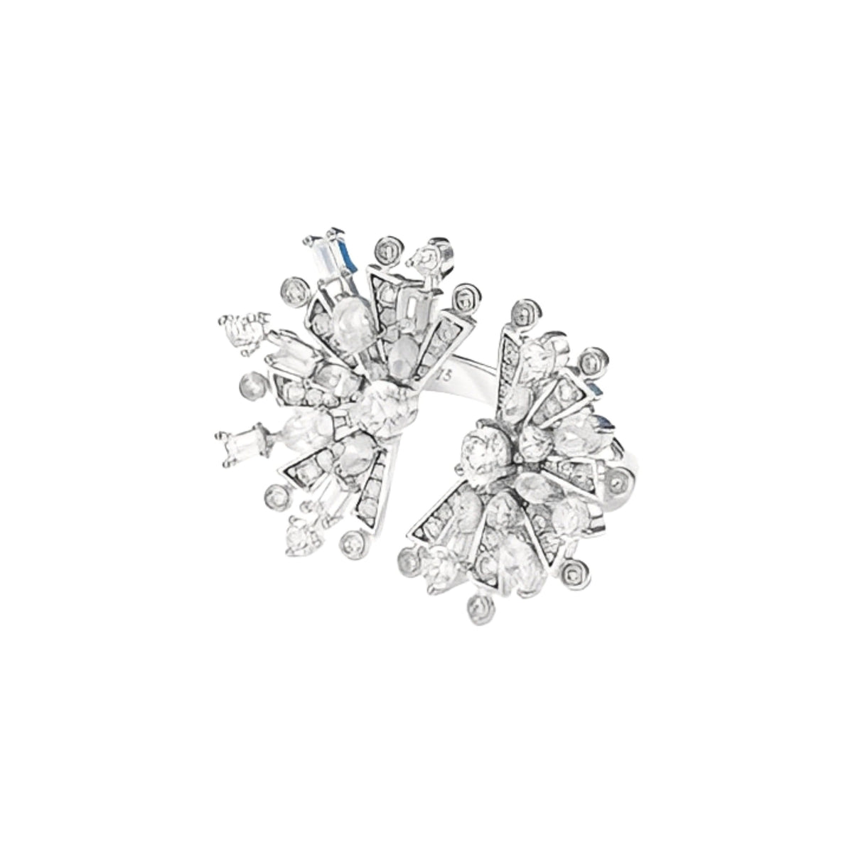 Milène White Floral Open Ring