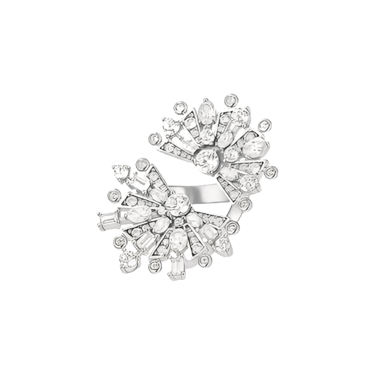 Milène White Floral Open Ring