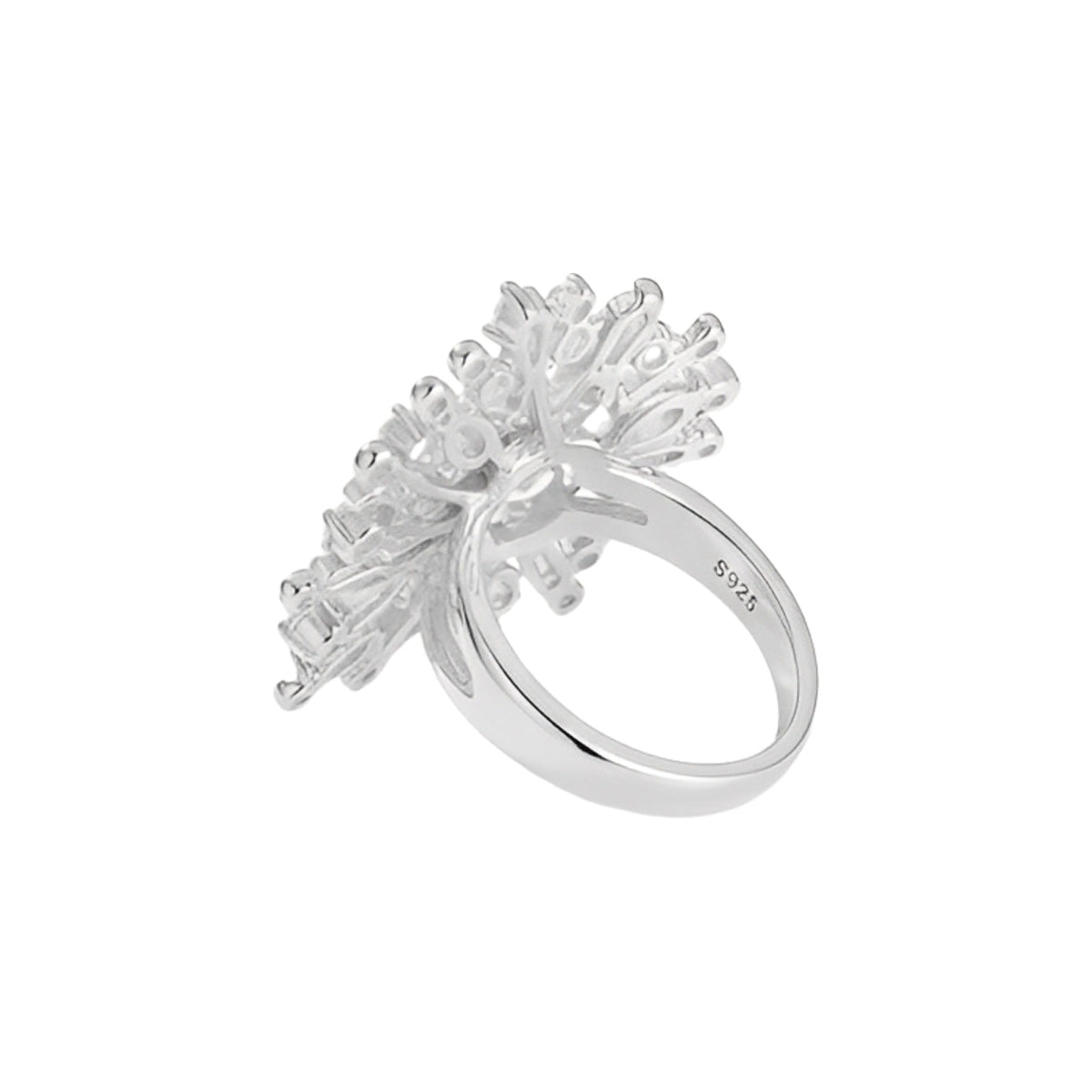 Milène White Floral Open Ring
