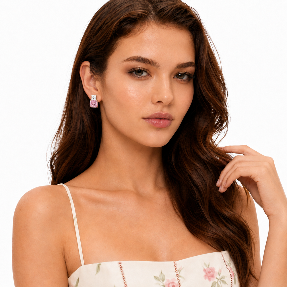 Mireille Pink Bottle Shape 14K Gold Stud Earrings