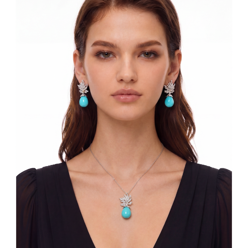 Mirjam Turquoise Leaf Teardrop Earrings