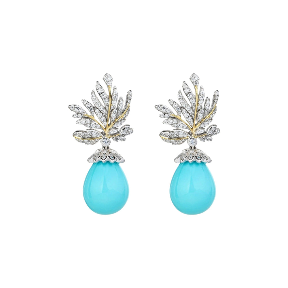 Mirjam Turquoise Leaf Teardrop Earrings