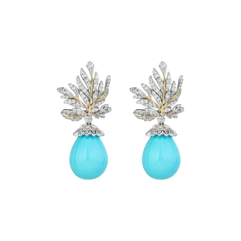 Mirjam Turquoise Leaf Teardrop Earrings