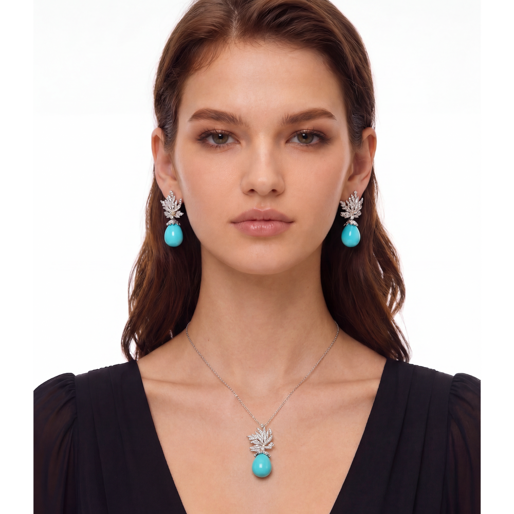 Mirjam Turquoise Leaf Teardrop Necklace