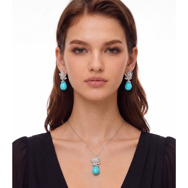 Mirjam Turquoise Leaf Teardrop Necklace