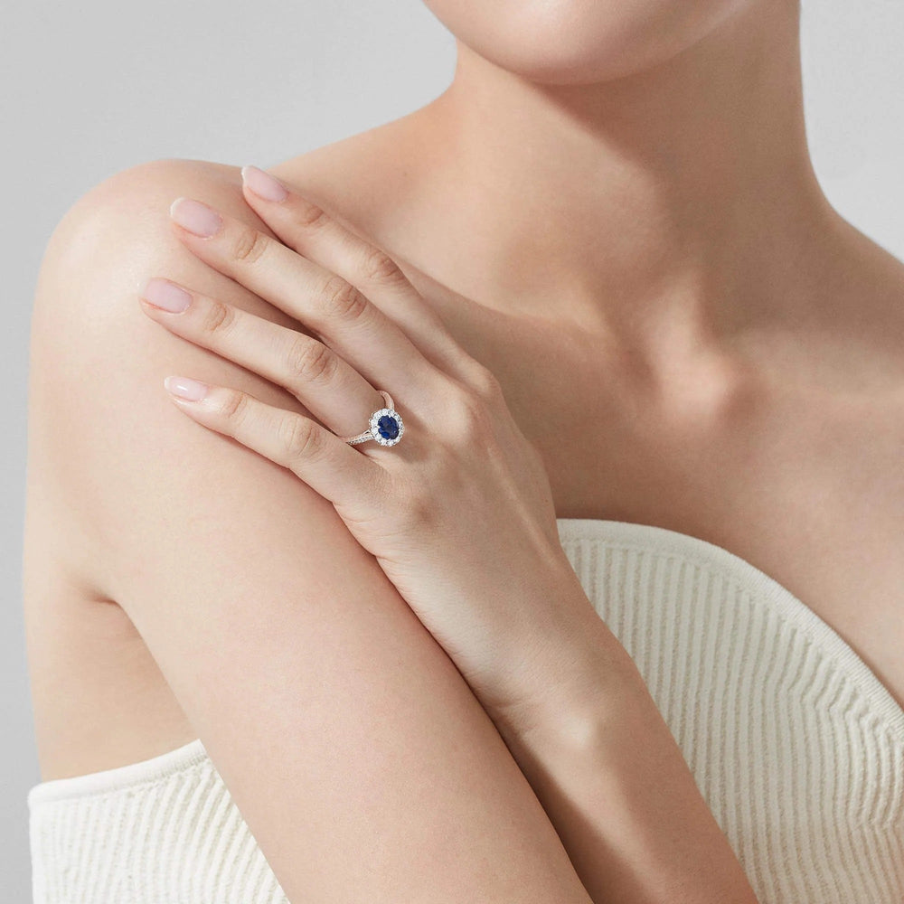 Monique Navy Blue Oval Ring