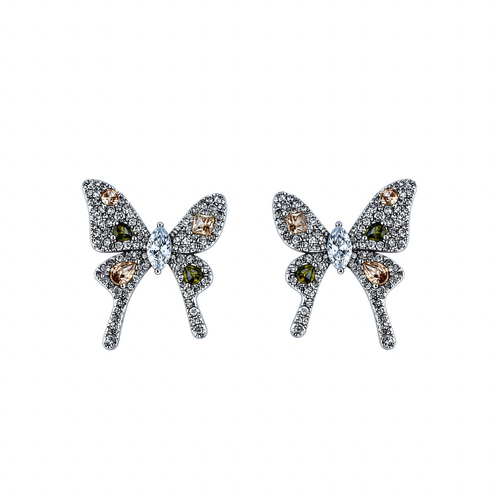 Morpho Green Butterfly Stud Earrings