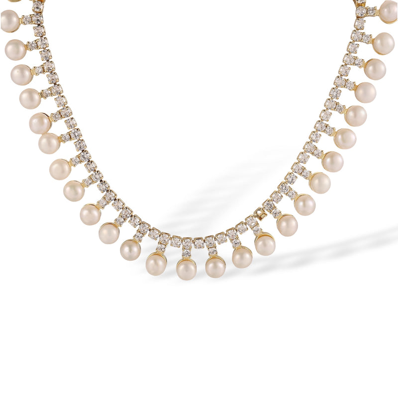 Myrtille White Pearl Choker Necklace
