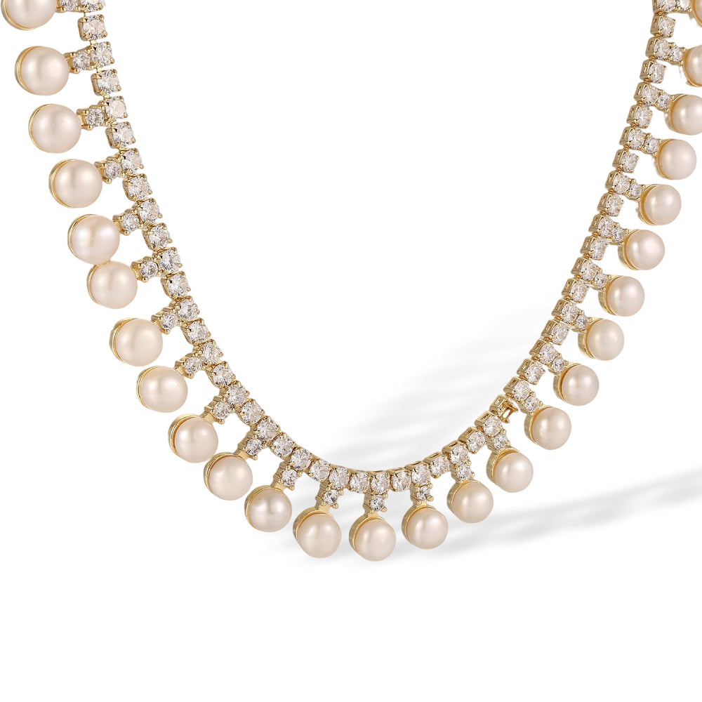 Myrtille White Pearl Choker Necklace