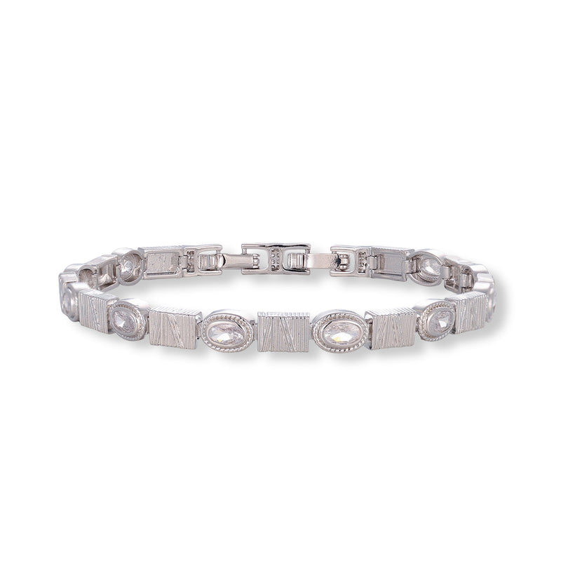 Nancy Silver Oval Rectangular Bracelet