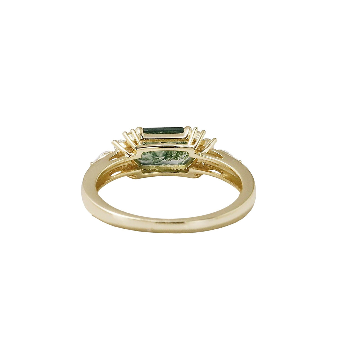 Nawel 14K Green Moss Rectangular Ring