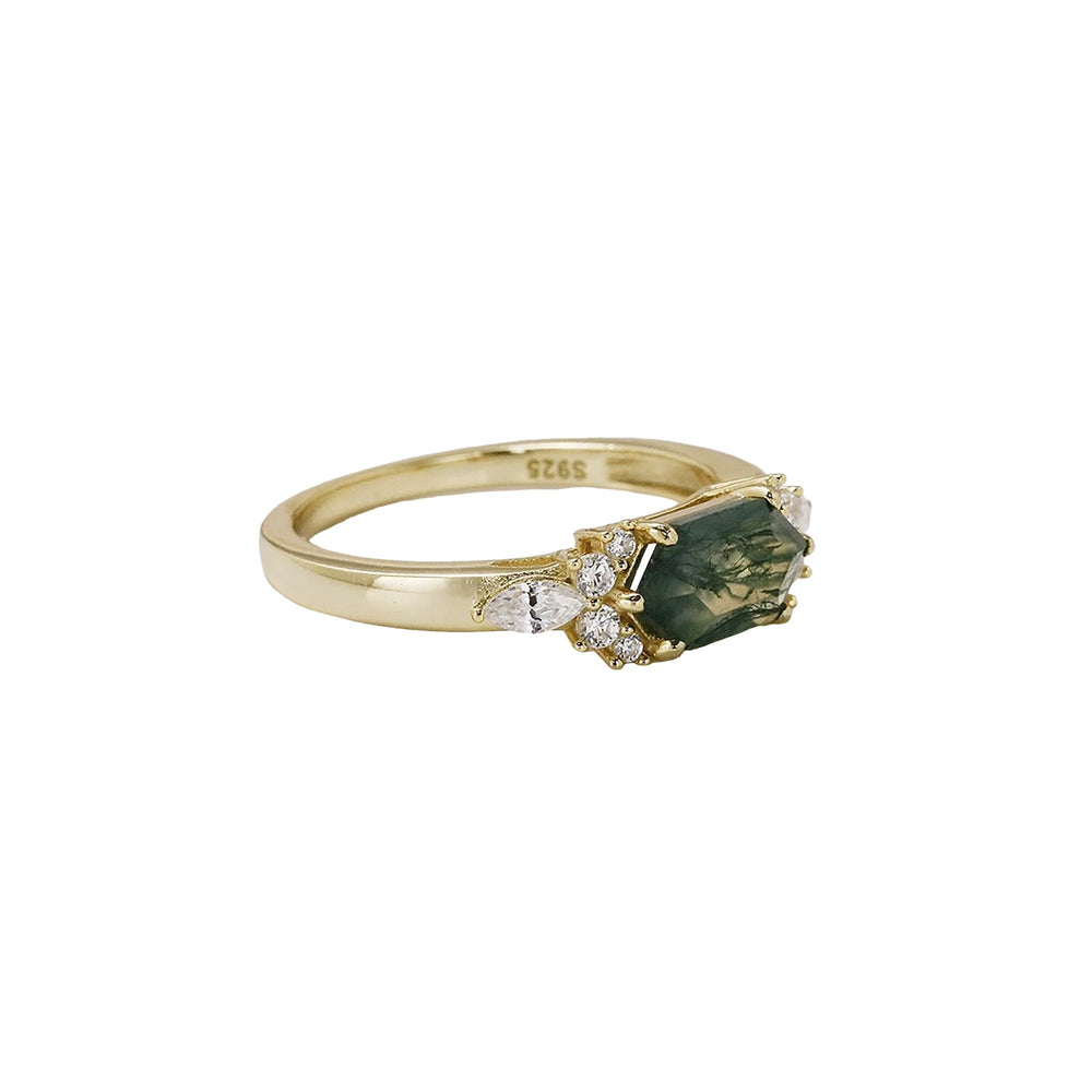 Nawel 14K Green Moss Rectangular Ring