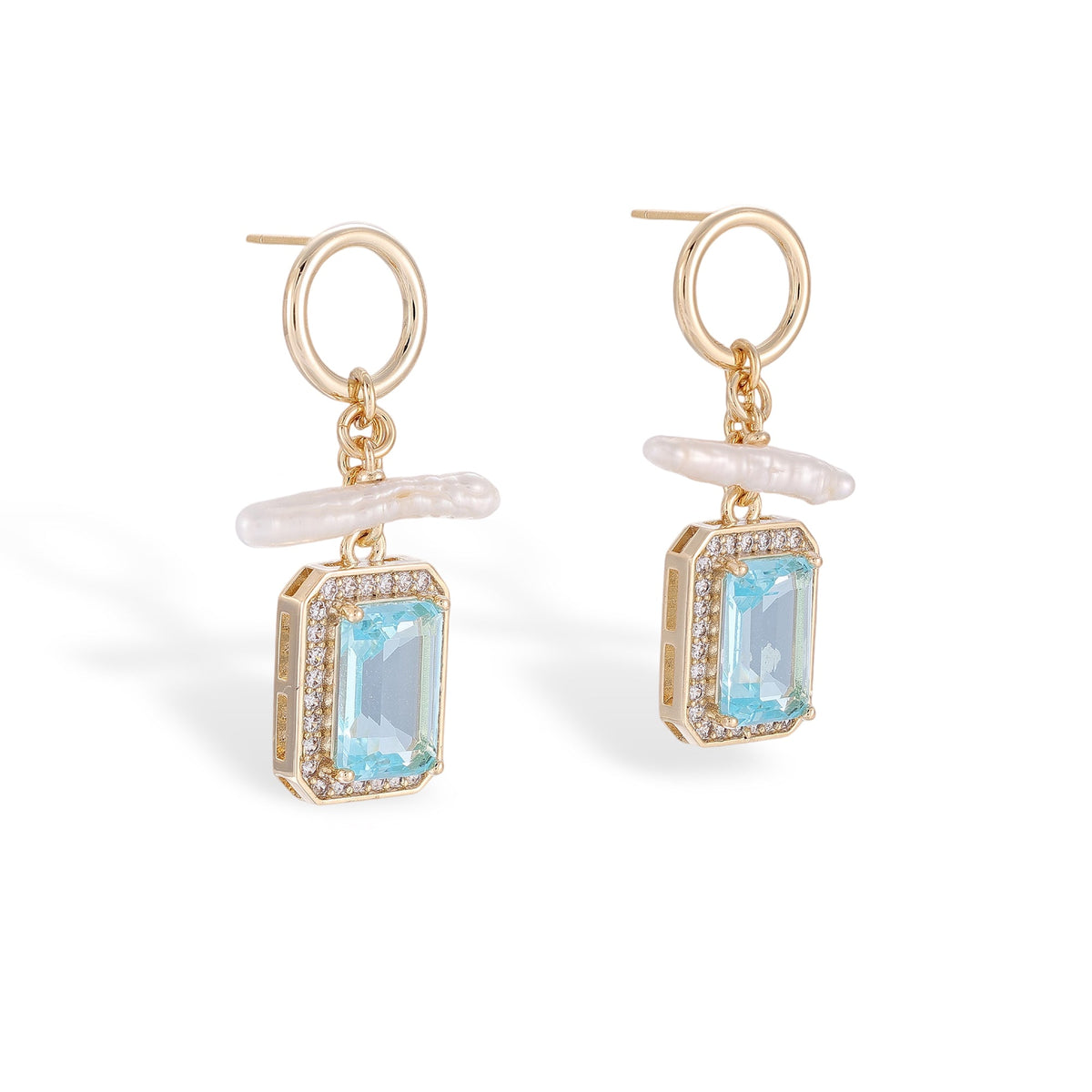Nerhild Blue Square Earrings