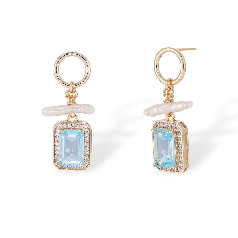 Nerhild Blue Square Earrings