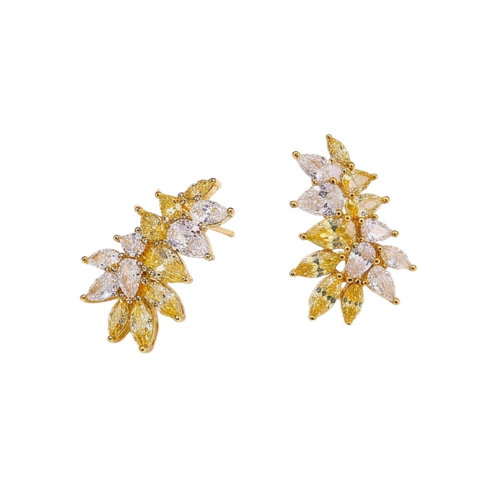 Nordrun Yellow Marquise Teardrop Leaf Earrings