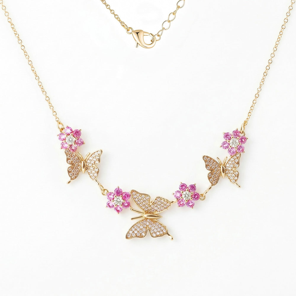 Nymphalis Pink Butterfly Necklace