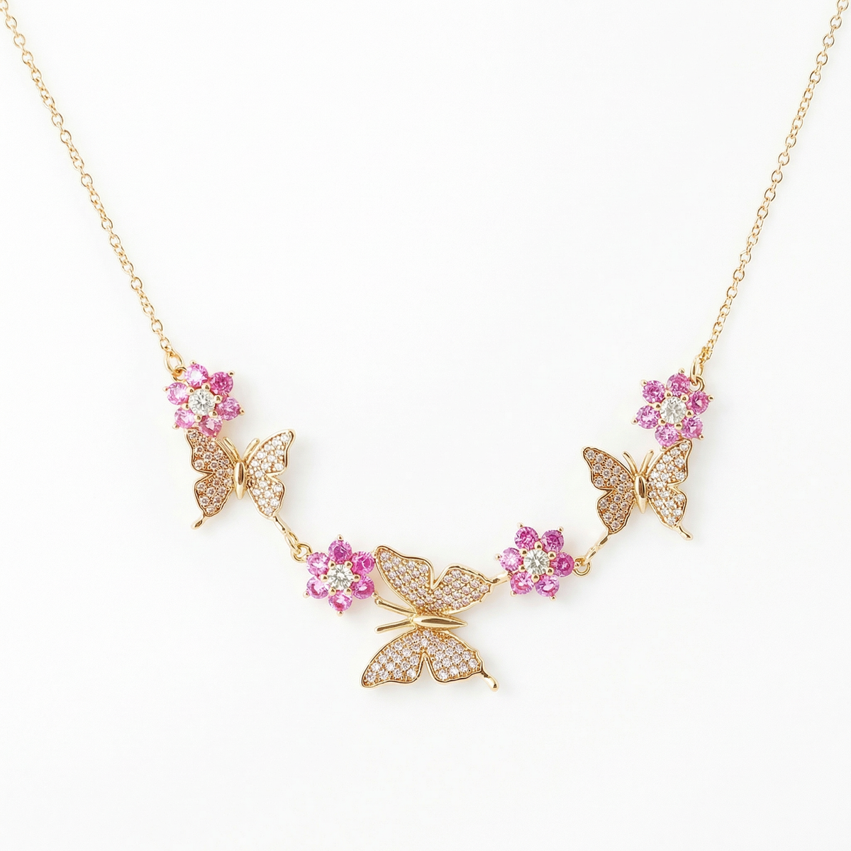 Nymphalis Pink Butterfly Necklace