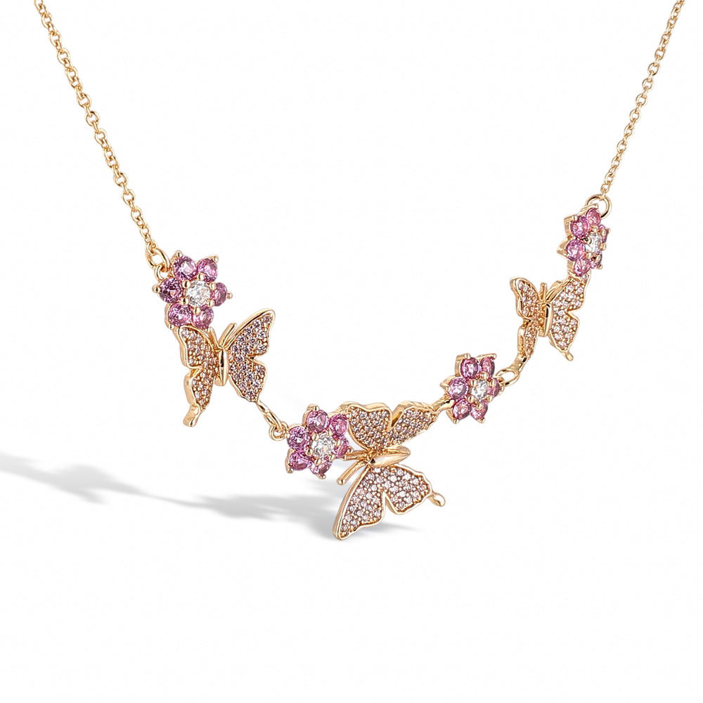 Nymphalis Pink Butterfly Necklace
