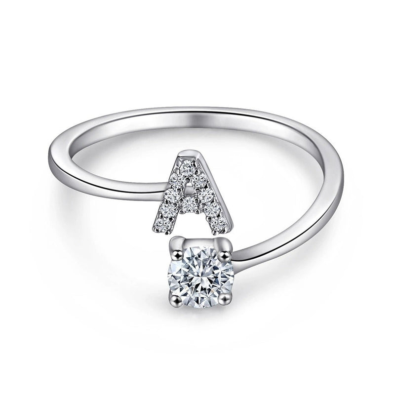 Oceane White Initial Letter Open Ring