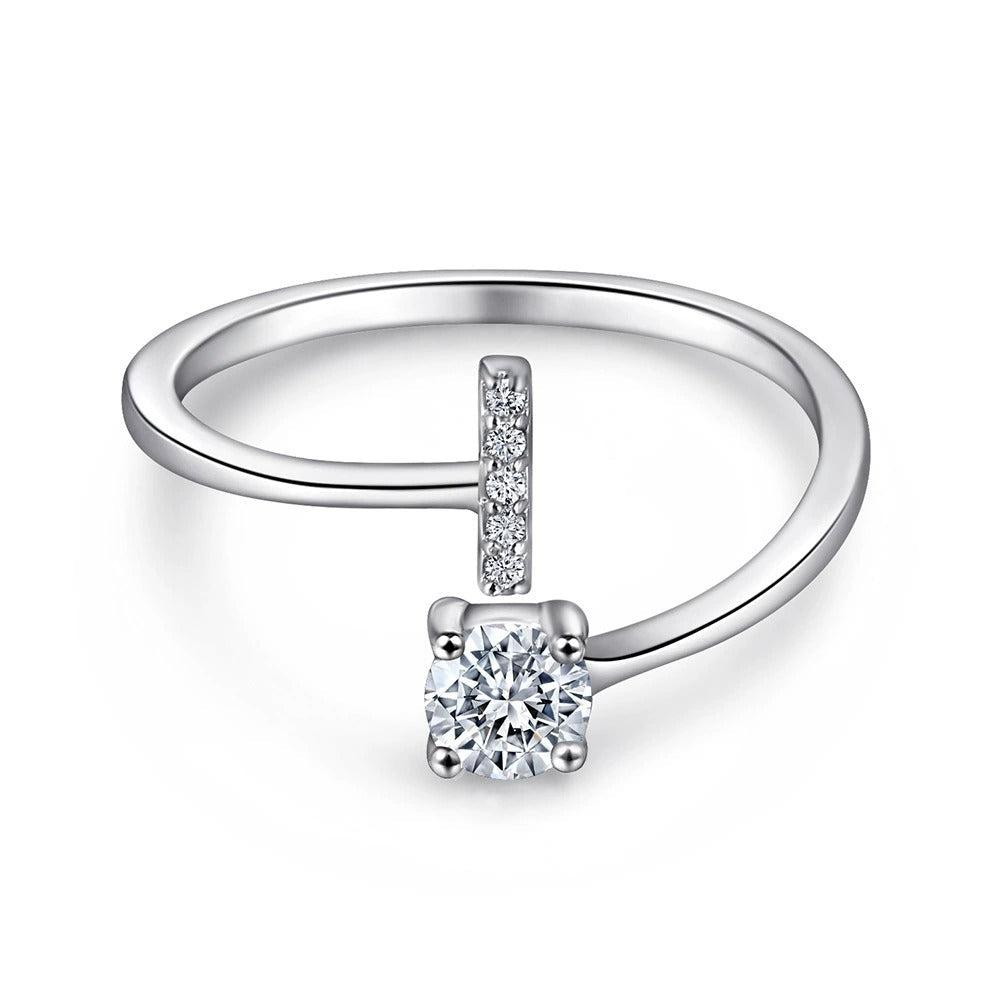 Oceane White Initial Letter Open Ring