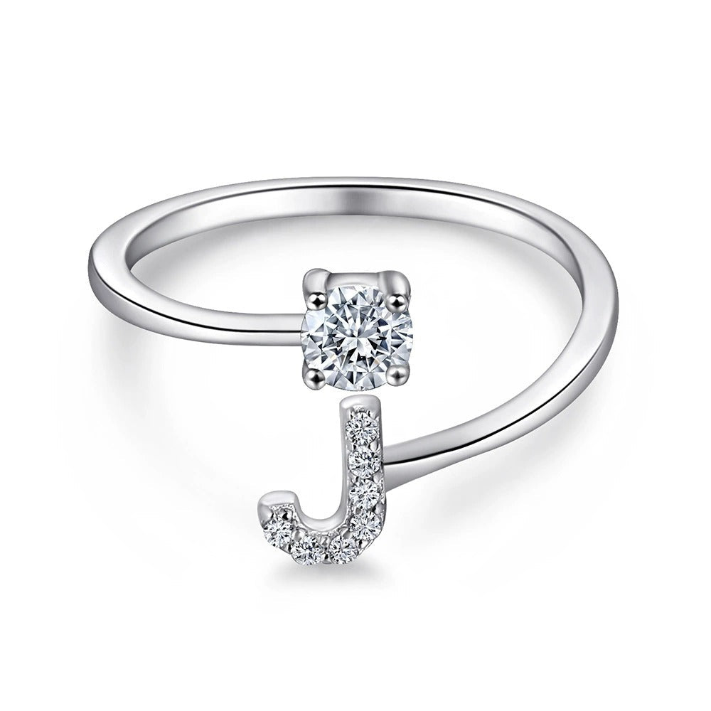 Oceane White Initial Letter Open Ring