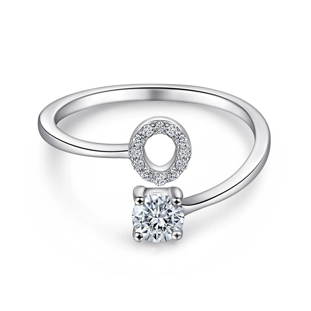 Oceane White Initial Letter Open Ring