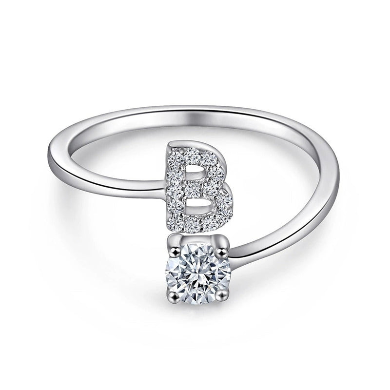 Oceane White Initial Letter Open Ring