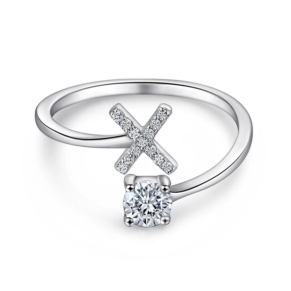 Oceane White Initial Letter Open Ring