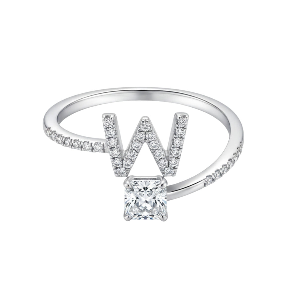 Oceane White Initial Letter Open Ring