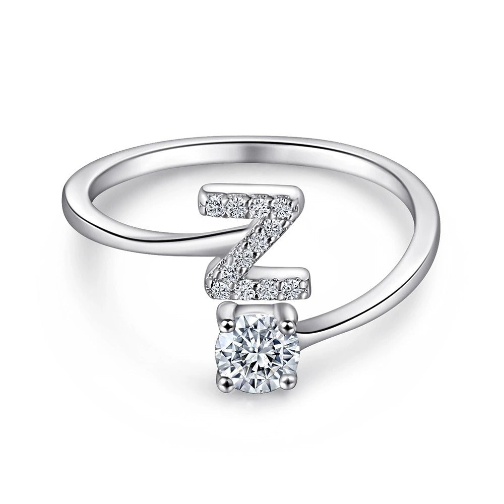 Oceane White Initial Letter Open Ring