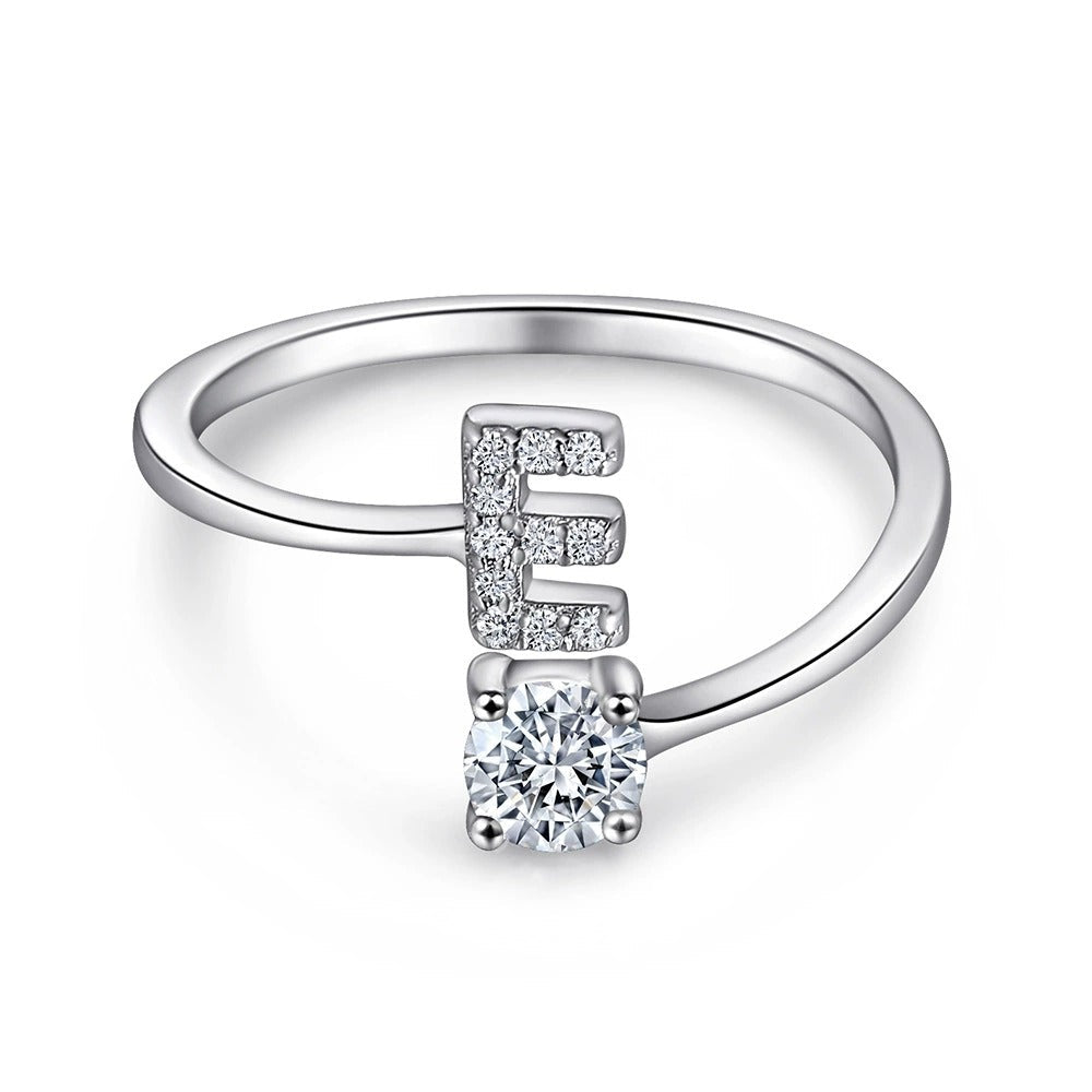 Oceane White Initial Letter Open Ring