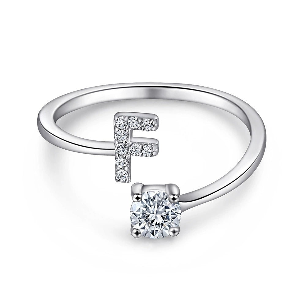 Oceane White Initial Letter Open Ring