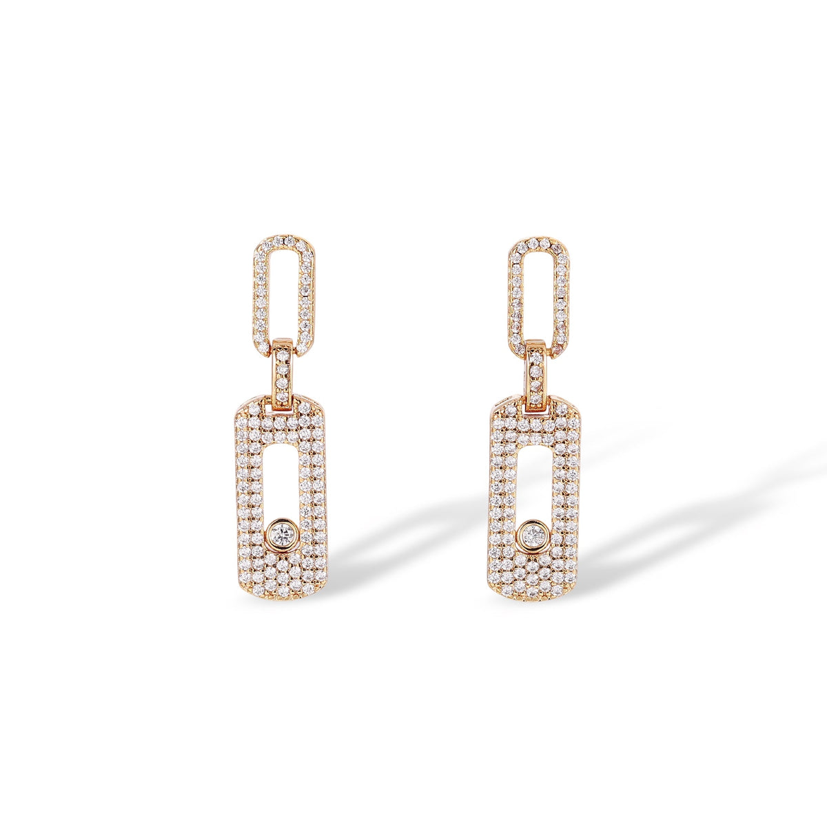 Odalind 14K Gold Move Rounded Rectanglar Earrings
