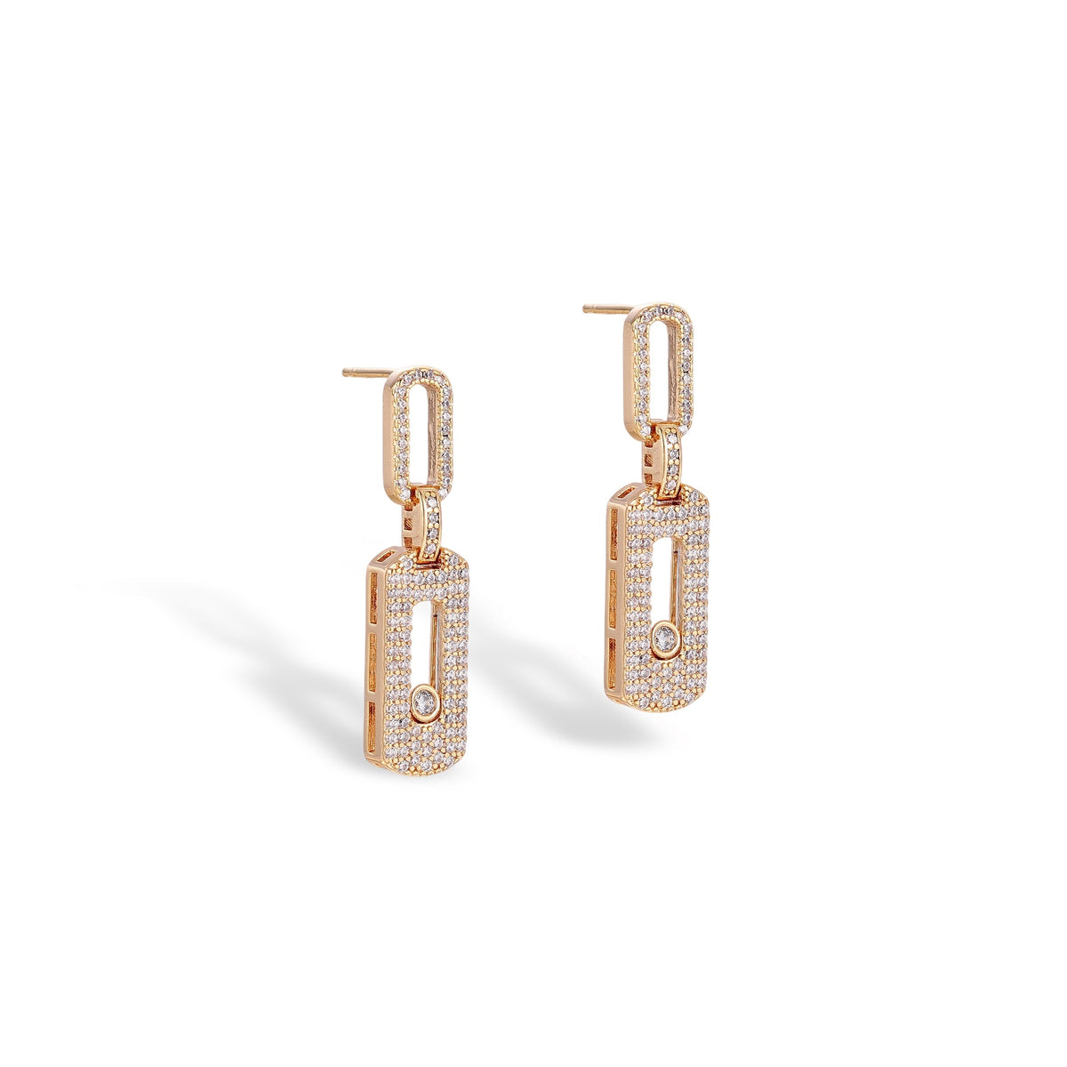 Odalind 14K Gold Move Rounded Rectanglar Earrings