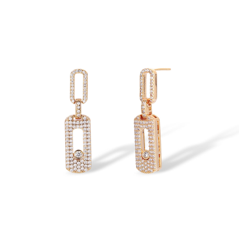 Odalind 14K Gold Move Rounded Rectanglar Earrings