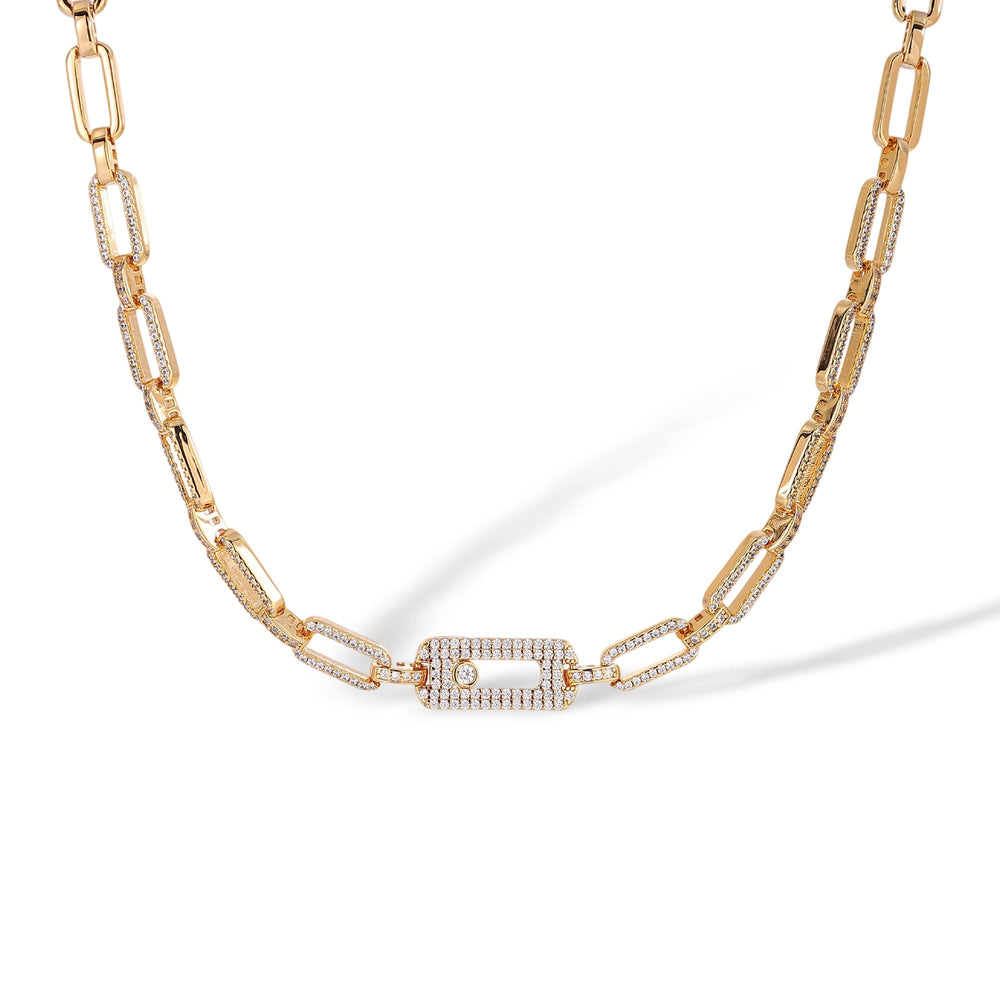 Odalind 14K Gold Move Rounded Rectanglar Necklace