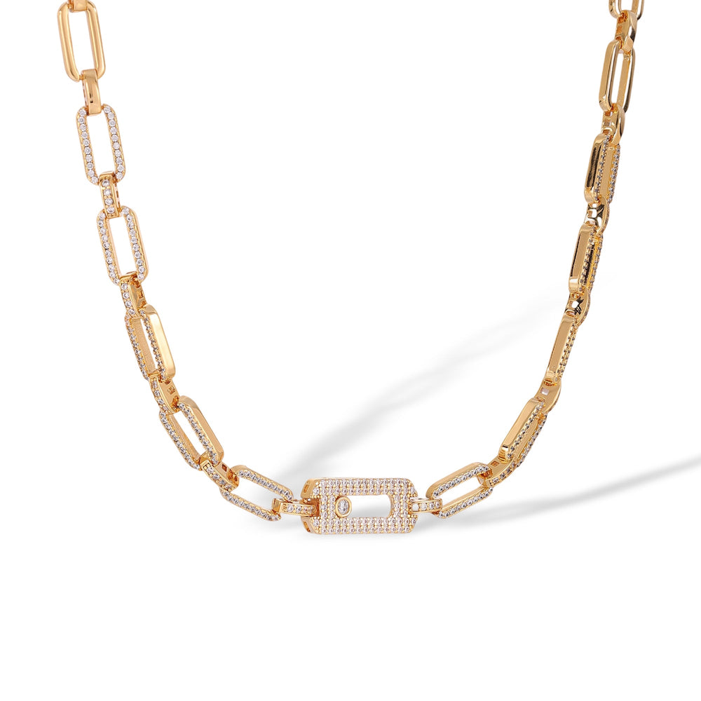 Odalind 14K Gold Move Rounded Rectanglar Necklace