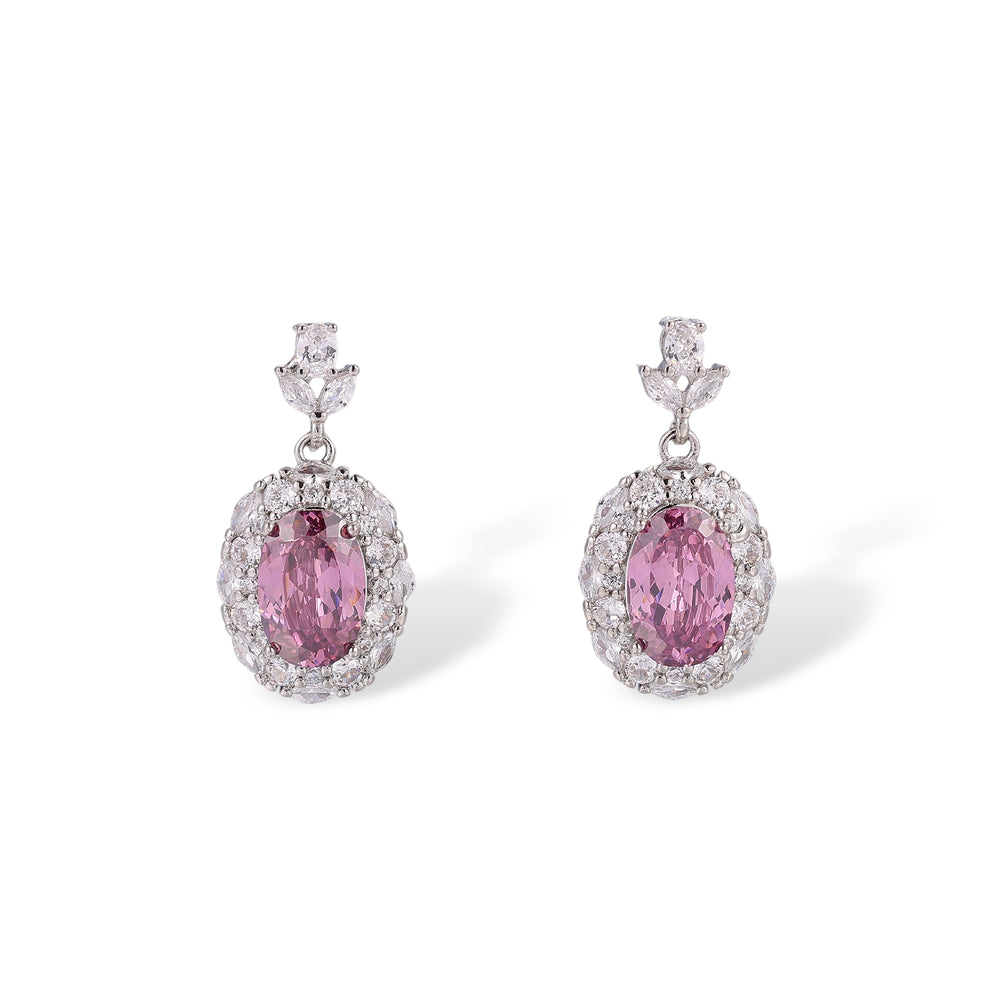 Odwina Pink Oval Earrings