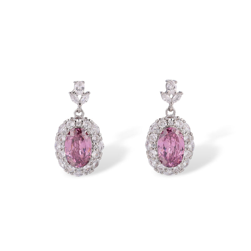 Odwina Pink Oval Earrings