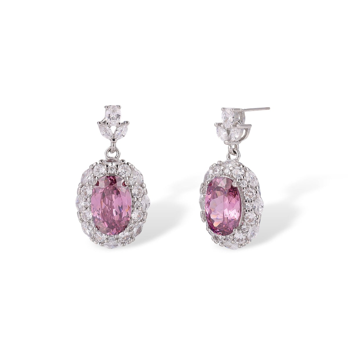 Odwina Pink Oval Earrings