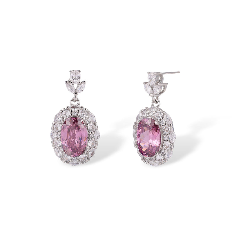 Odwina Pink Oval Earrings