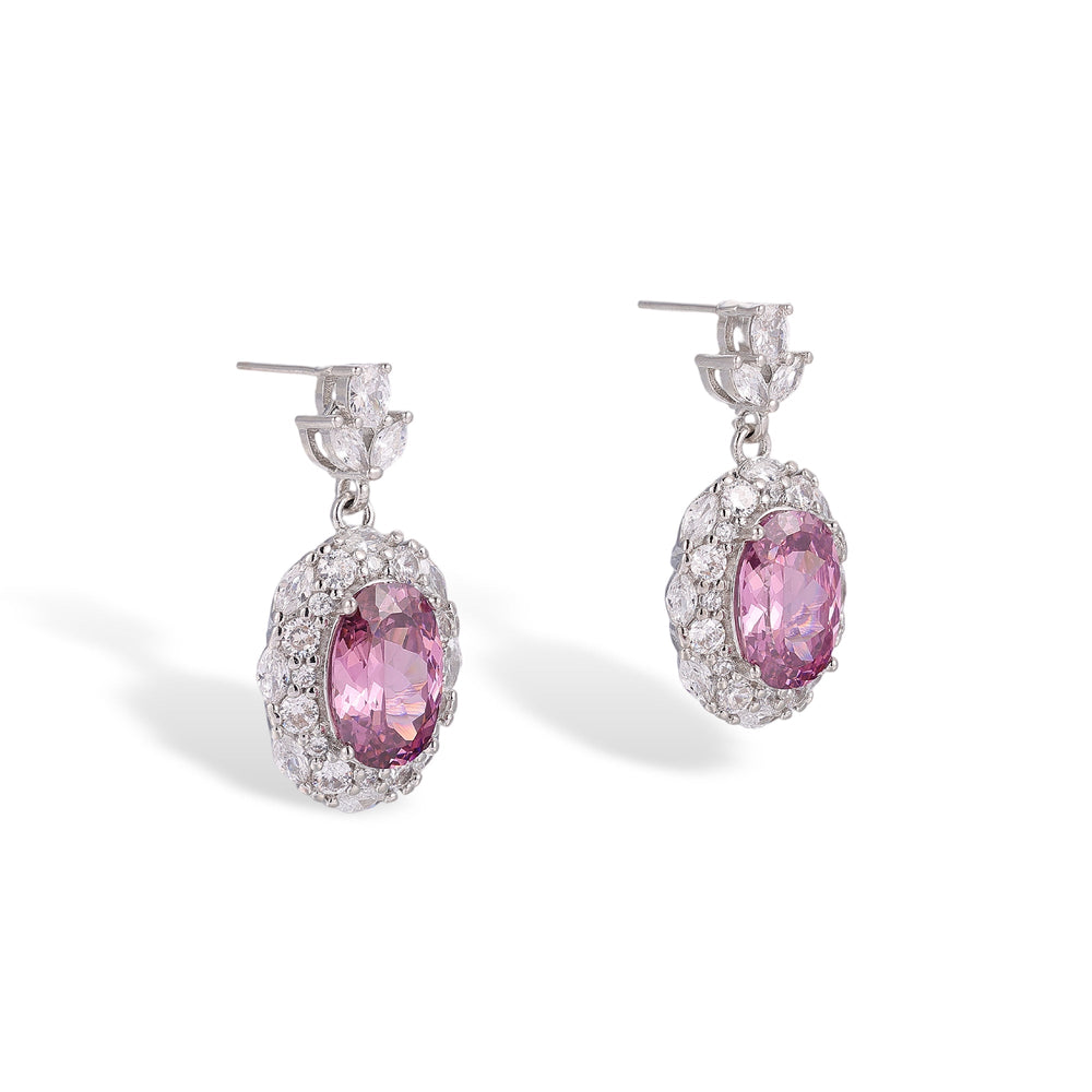 Odwina Pink Oval Earrings