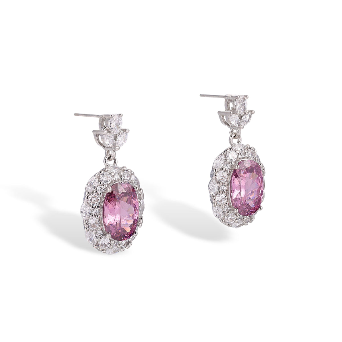 Odwina Pink Oval Earrings