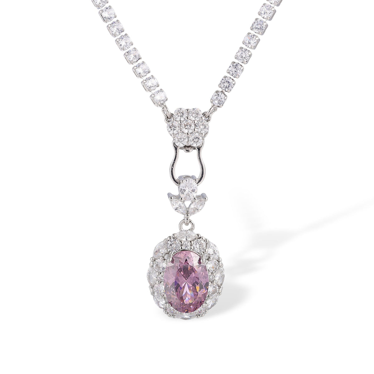 Odwina Pink Oval Necklace